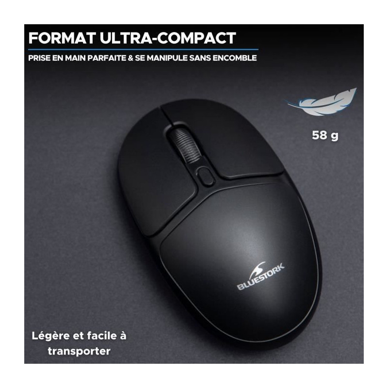 Wireless Mouse - BLUESTORK - Office 25 - PC/MAC - Black - 2.4 GHz Conn