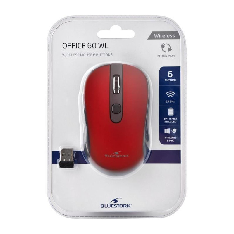 Wireless Mouse - 2.4 GHz - Buttons - Red