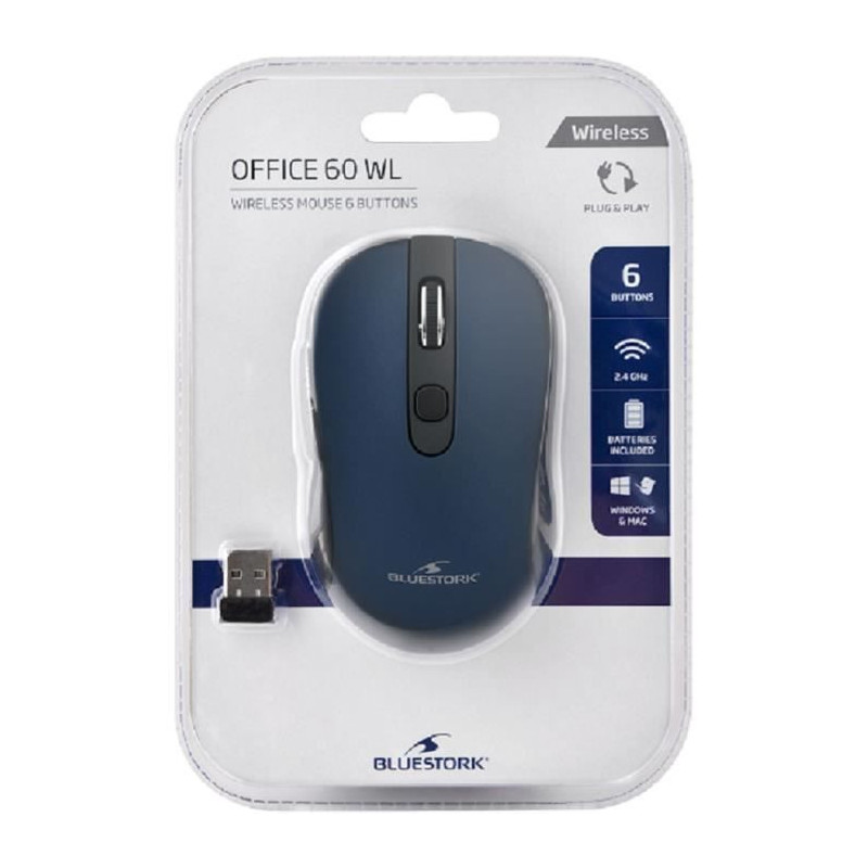 Wireless Mouse - 2.4 GHz - 6 Buttons - Blue