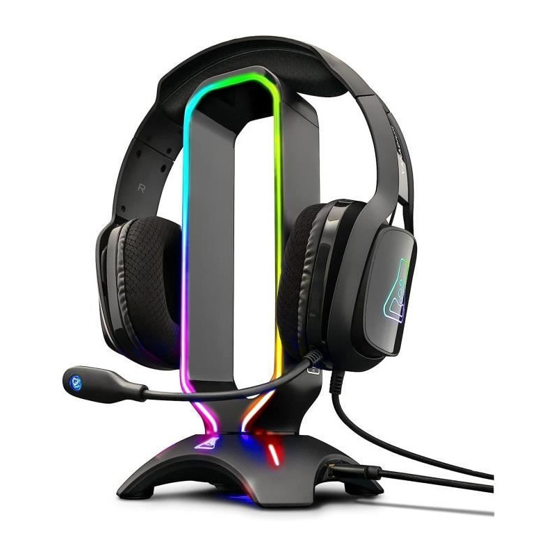 THE G-LAB Universal RGB gaming headset stand with 2 USB ports