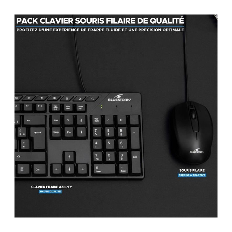 Keyboard Mouse Pack - BLUESTORK - MEDIA OFFICE - Wired - Azerty - Wind