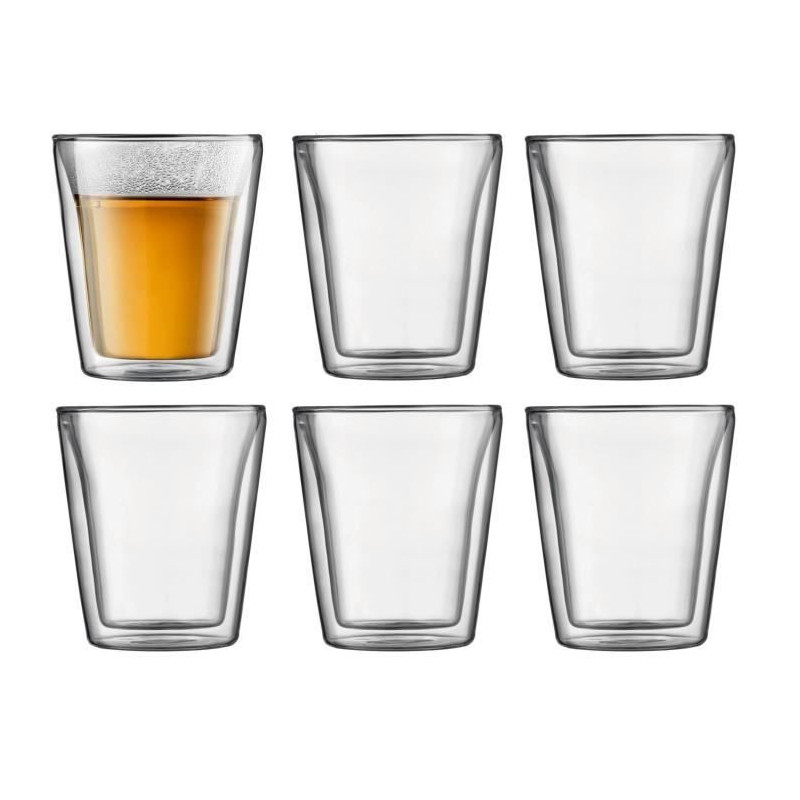 BODUM CANTEEN Set 6 Double Wall Lenses 0.2 l Transparent