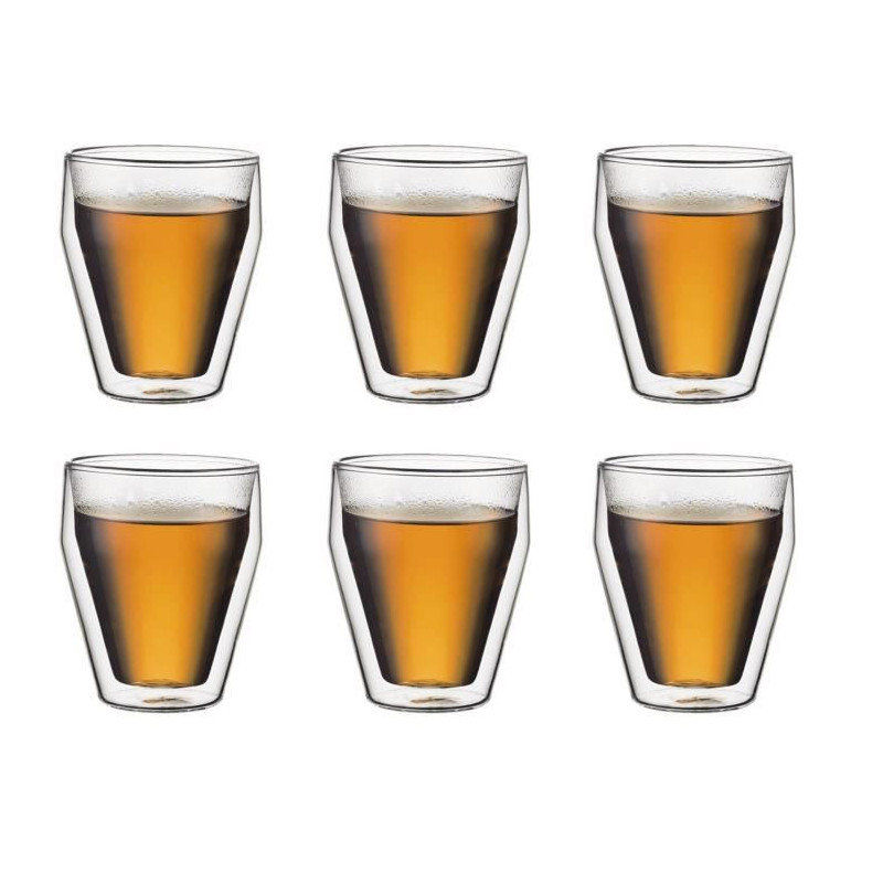 Set of 6 thermo glasses - BODUM - Titlis - Double wall - 0.25 l - Tran