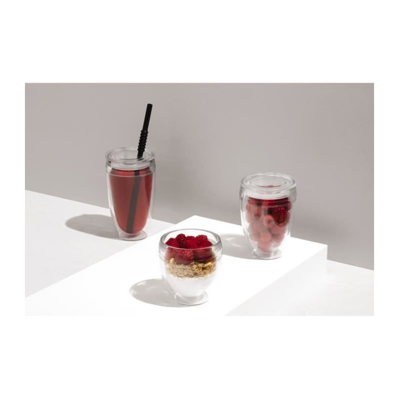Set of 2 cups - BODUM - Pavina To Go - Double-walled plastic - Airtigh