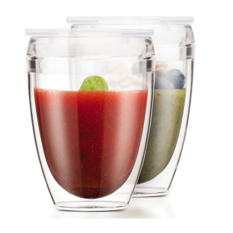 Set of 2 BODUM cups - Pavina To Go - Double-walled plastic - Airtight