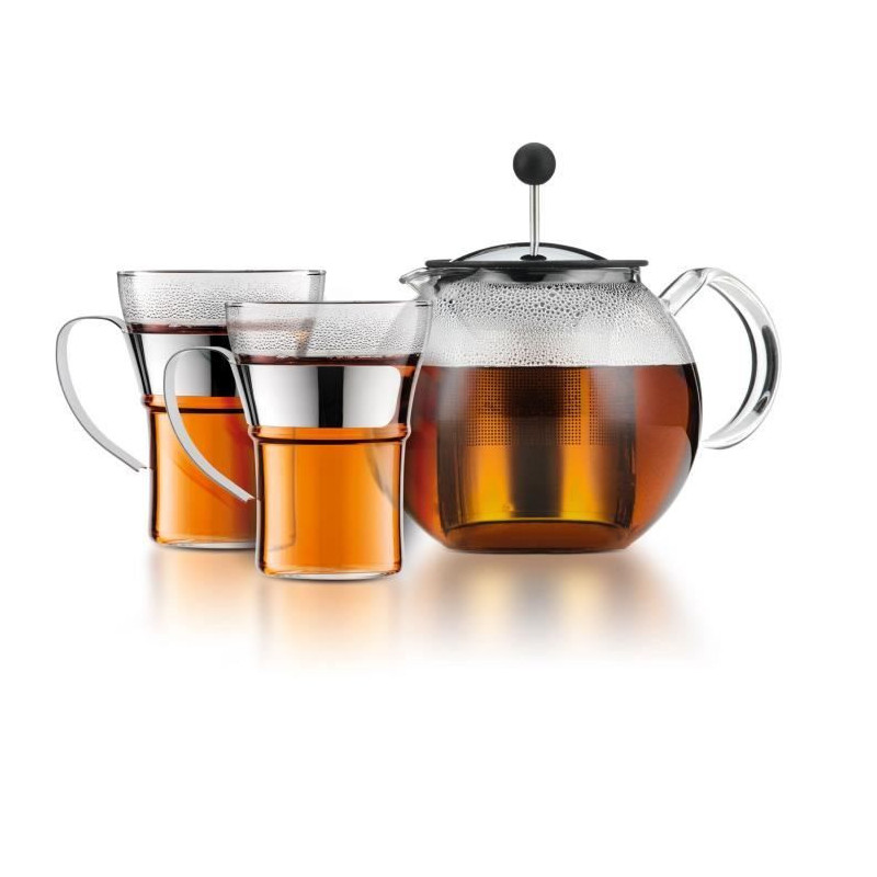 Teapot with press - BODUM - ASSAM SET - 1.0 l with lid, stainless stee
