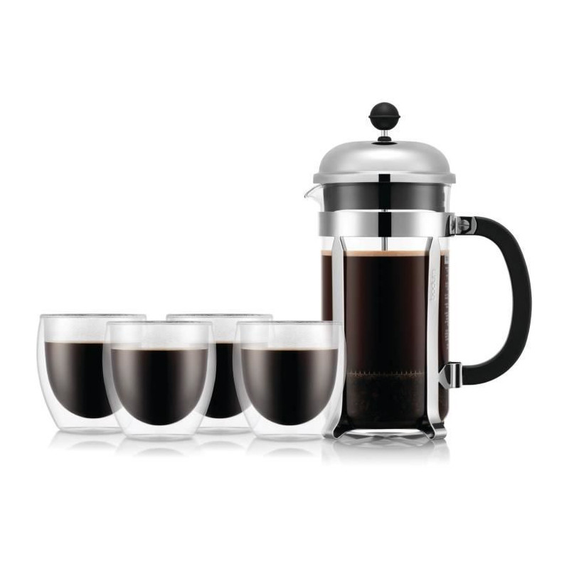 French press coffee maker - BODUM - CHAMBORD SET - 8 cups 1.0 l + 4 do