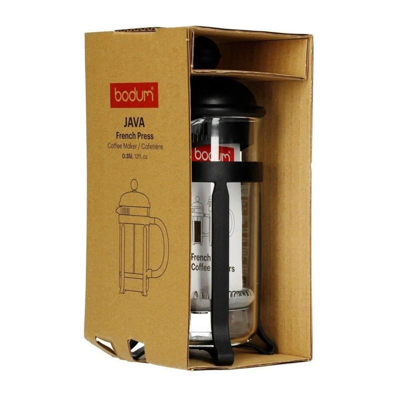 French press coffee maker - BODUM - JAVA - Black - 0.35 L - Stainless