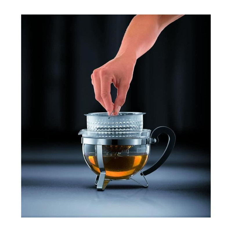 Teapot - Bodum - Chambord - 1 L - Glass - Stainless steel - Grey