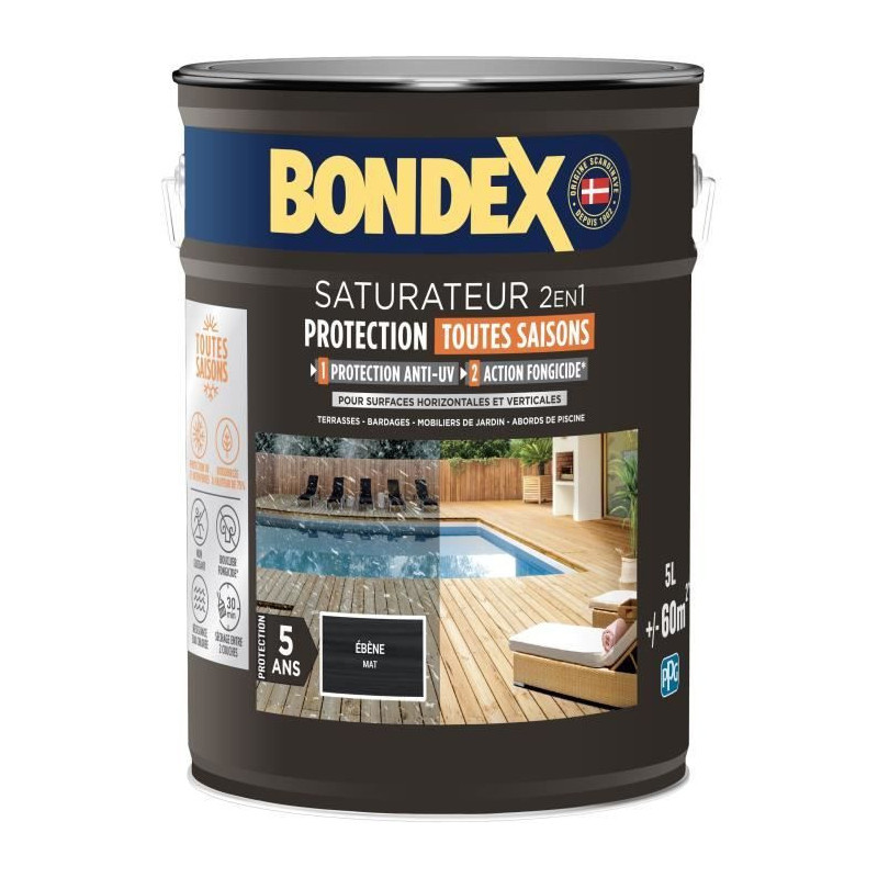2 in 1 saturator - BONDEX - Matt ebony - 5 L
