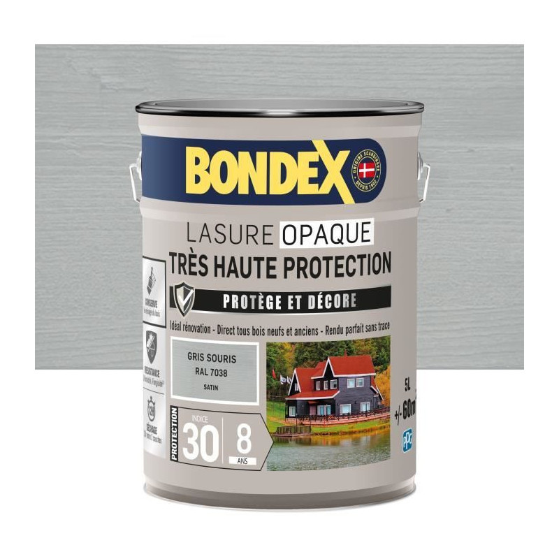 Very high protection opaque stain - Mouse grey RAL 7038 satin - BONDEX
