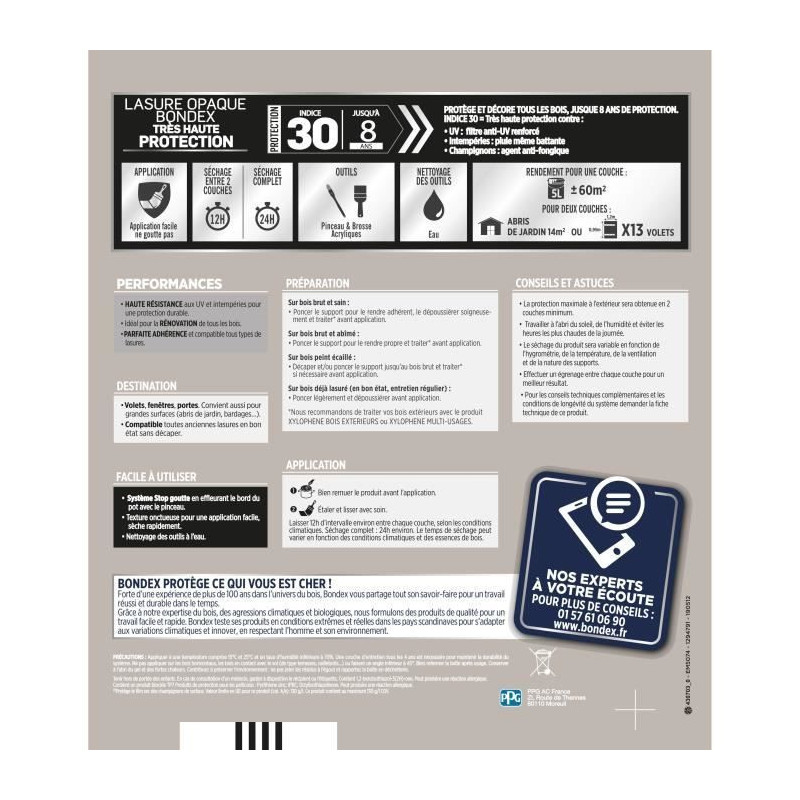 Very high protection opaque stain - Mouse grey RAL 7038 satin - BONDEX
