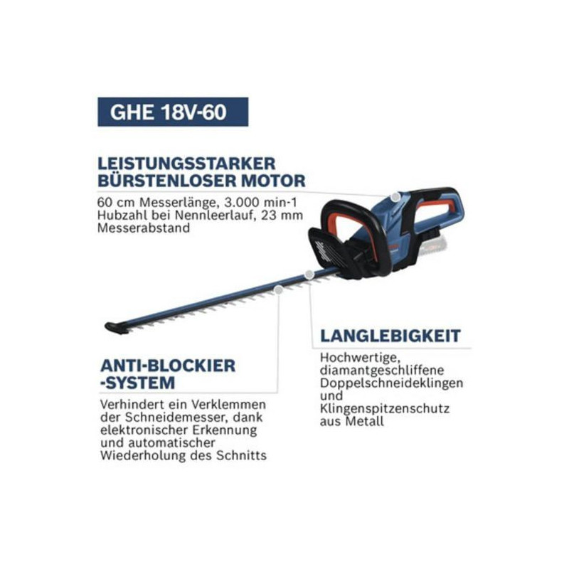 Hedge trimmer - Bosch - GHE 18V-60 - Brushless motor - Cutting capacit