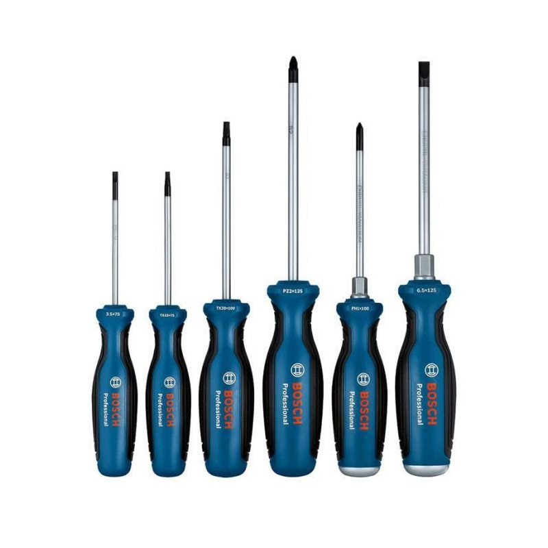 Set of 6 flat screwdrivers