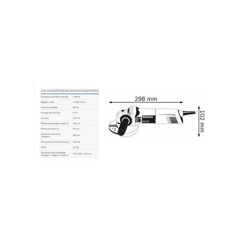 Angular grinder 1400W GWS 1400 in cardboard box - Bosch - 0601824800