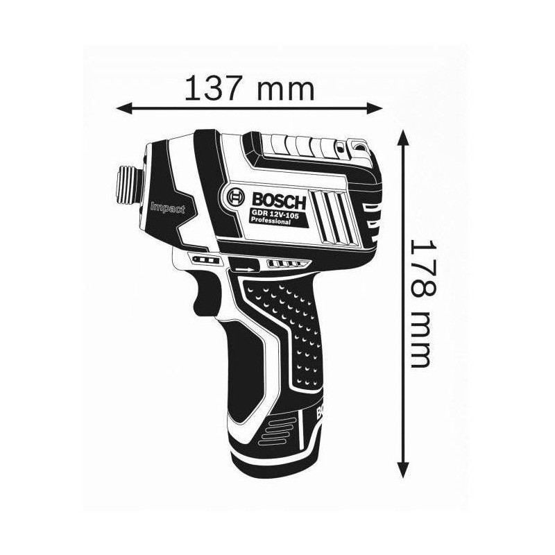 Bosch Professional GDR 12V-105 impact screwdriver + 2 2.0Ah batteries