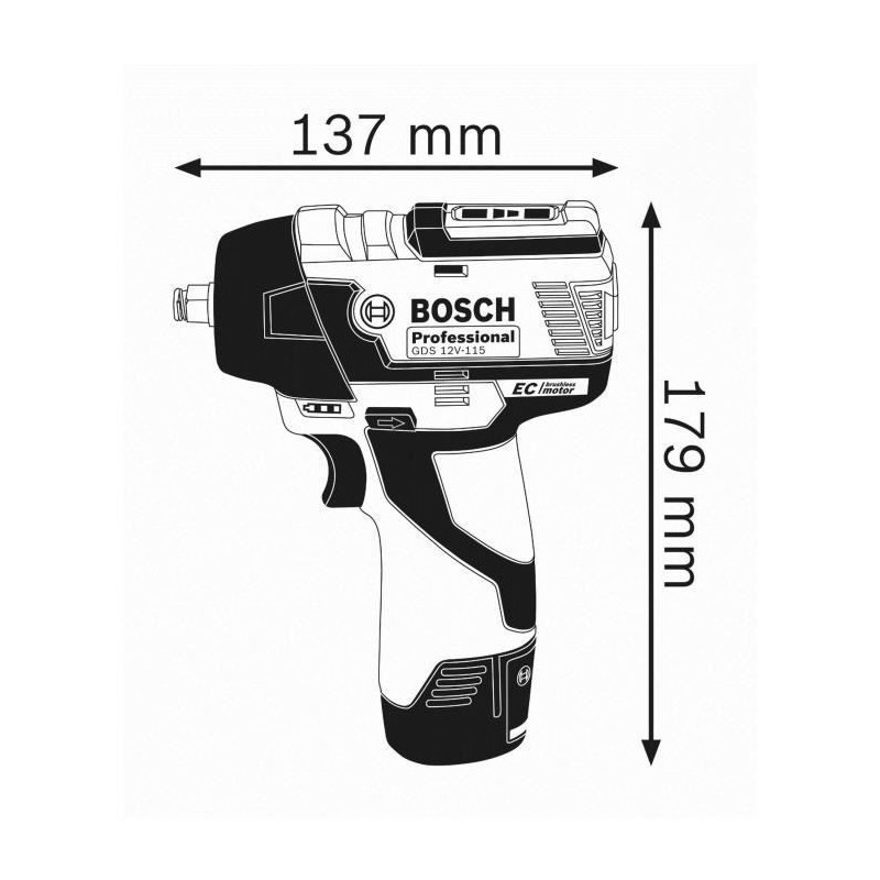 Bosch Professional GDS 12V-115 wrench without battery - 06019E0101