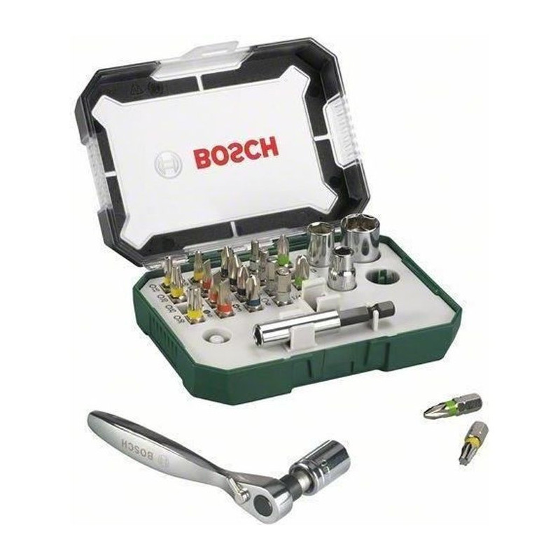 Bosch screwing set (kit 26 rooms, assortment of screwing tips with rat