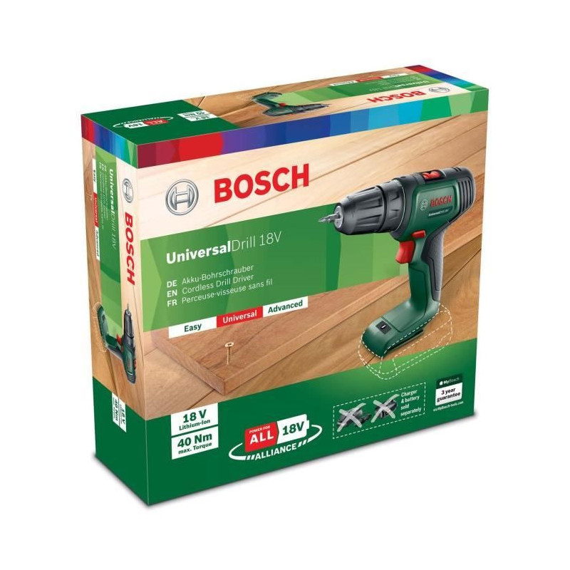 Wireless drill Bosch Universaldrill 18 V (tool delivered alone in a bo