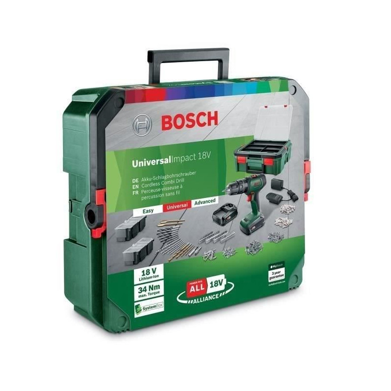 Bosch - Universaldrill 18 (delivered with 2 1.5 Ah batteries, Systemeb
