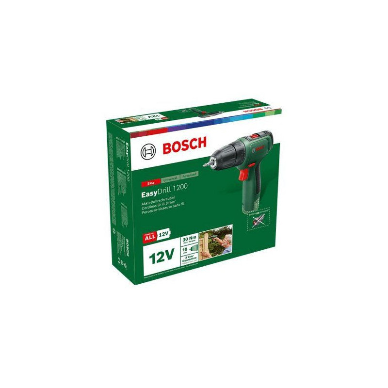 Bosch EasyDrill 1200 drill driver with 2 batteries, 1 charger, a case