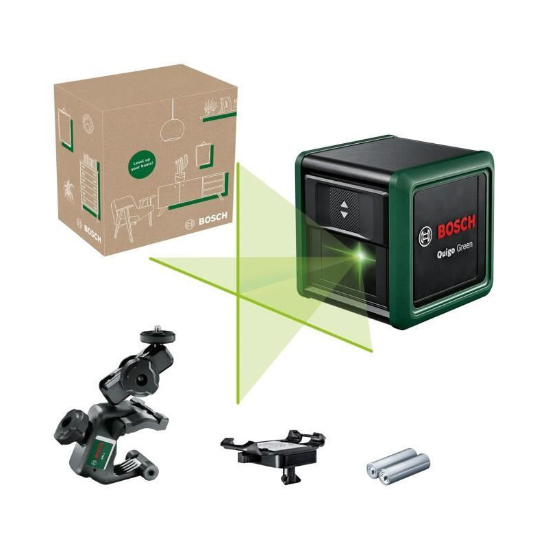 Bosch Line Laser - Quigo Green (Supplied with 2 batteries, 1 MM2 unive