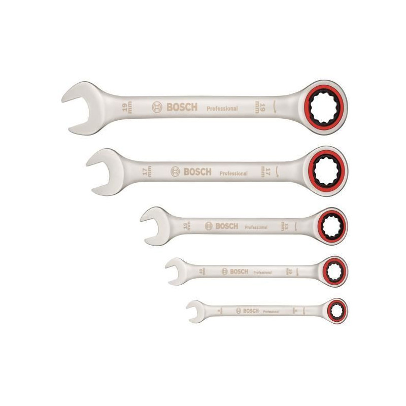 Set of 5 ratchet combination wrenches