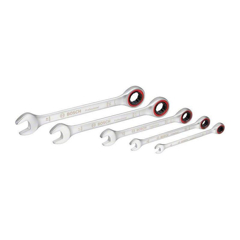 Set of 5 ratchet combination wrenches