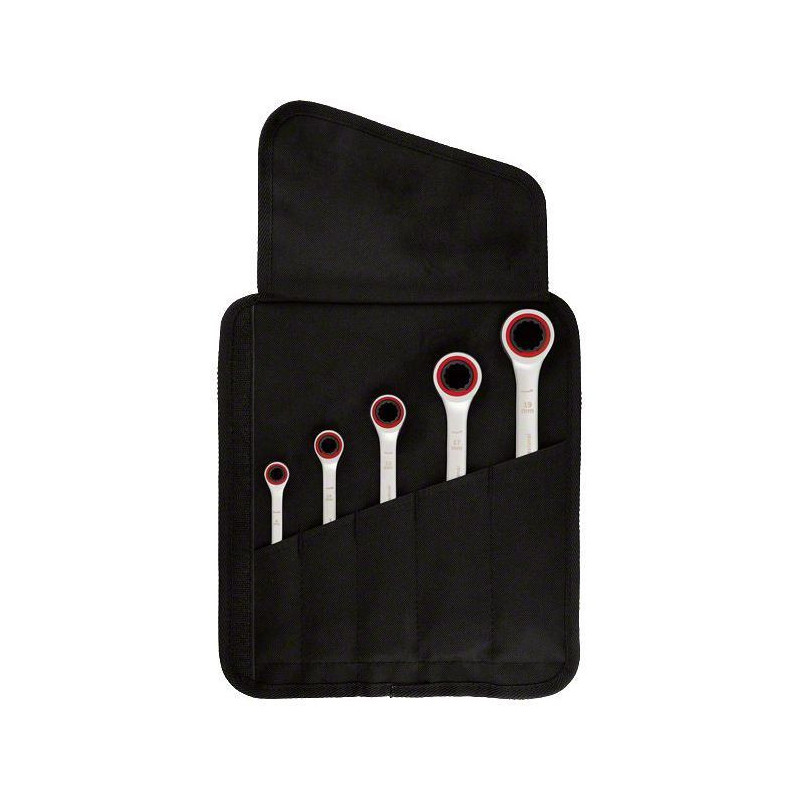 Set of 5 ratchet combination wrenches
