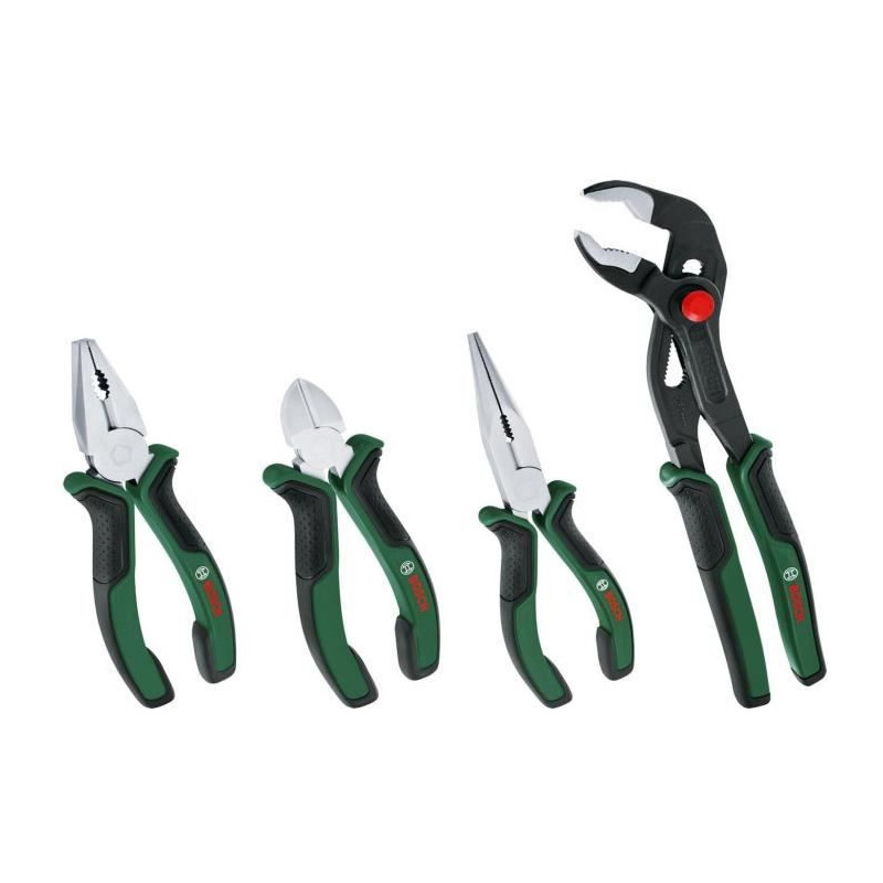 Bosch - Set of 4 pliers (precise and durable diagonal cutting, univers