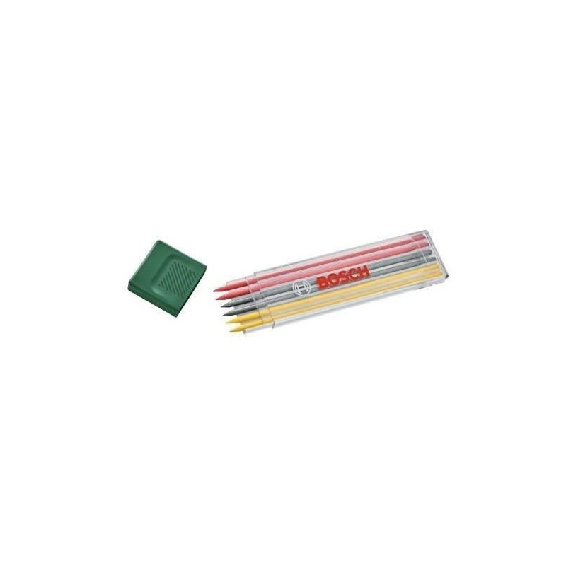 Bosch Set of 6 multi-colored graphite leads (2 red, 2 yellow, 2 HB 2.8