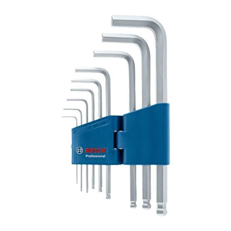 Set of 9 male keys for hexagonal socket screws