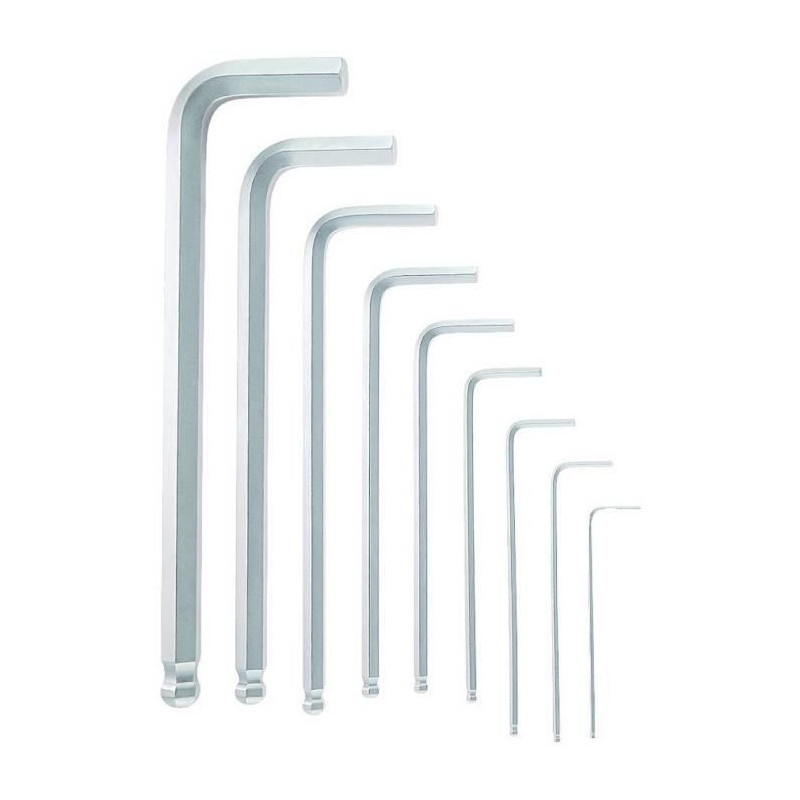 Set of 9 male keys for hexagonal socket screws