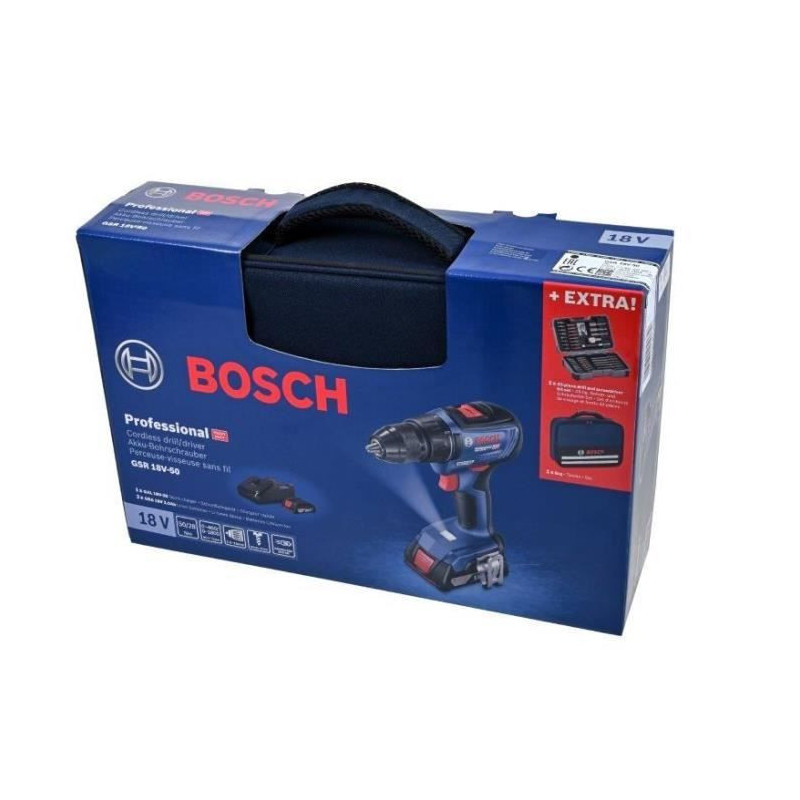 Bosch Professional GSR 18V-50 drill-driver + 2 x 2.0Ah batteries + GAL