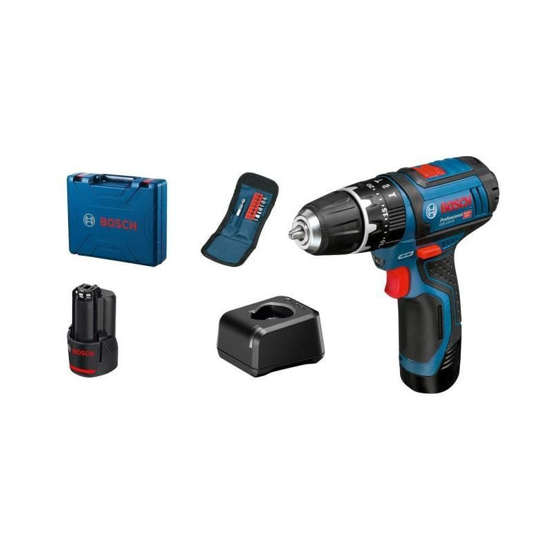 Bosch Professional GSB 12V-5 + 10 accessoire percussion drill.