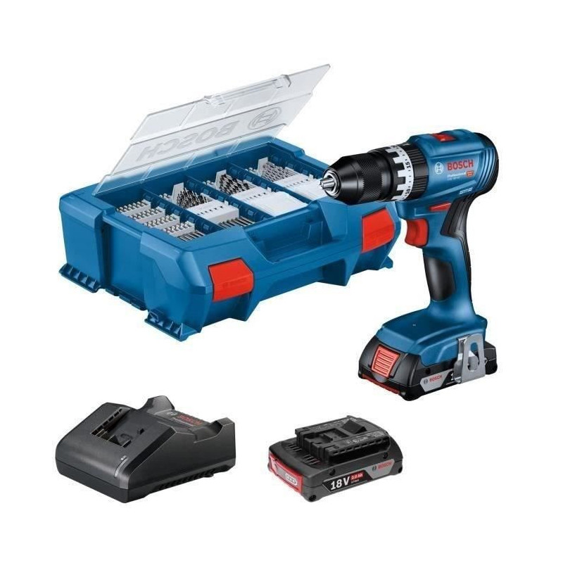 Percussion drill Bosch Professional GSB 18V-45 +2 2.0AH batteries + Ga