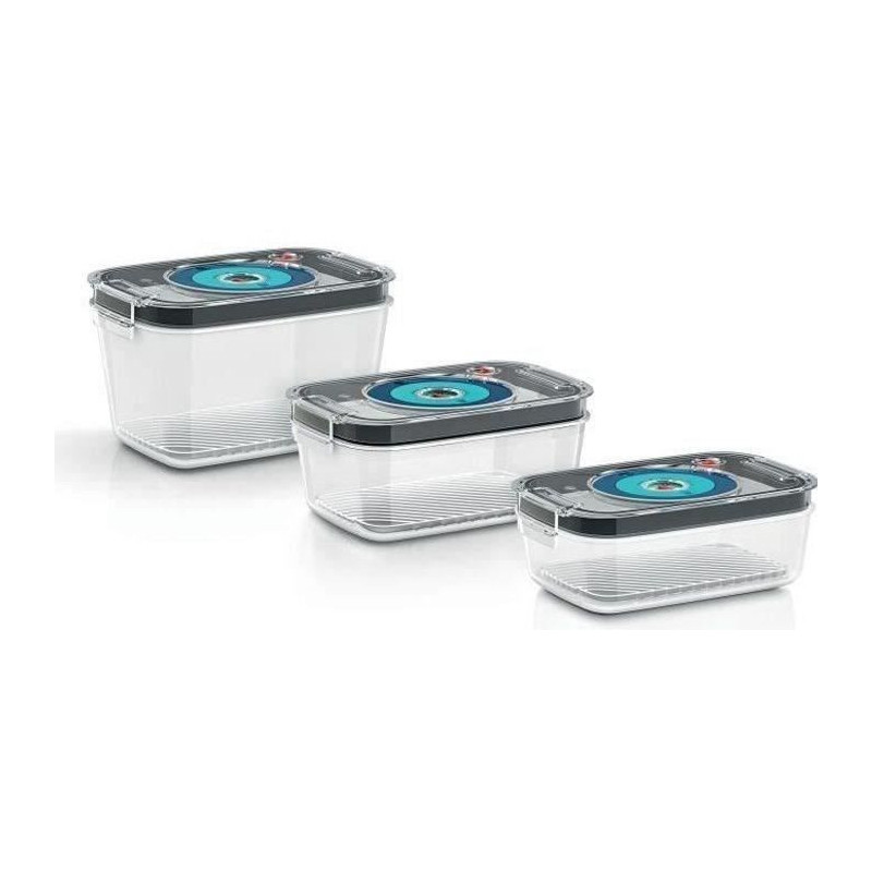 BOSCH - 3 airtight vacuum storage boxes: 0.7L, 1.0L and 1.5L - Drip tr
