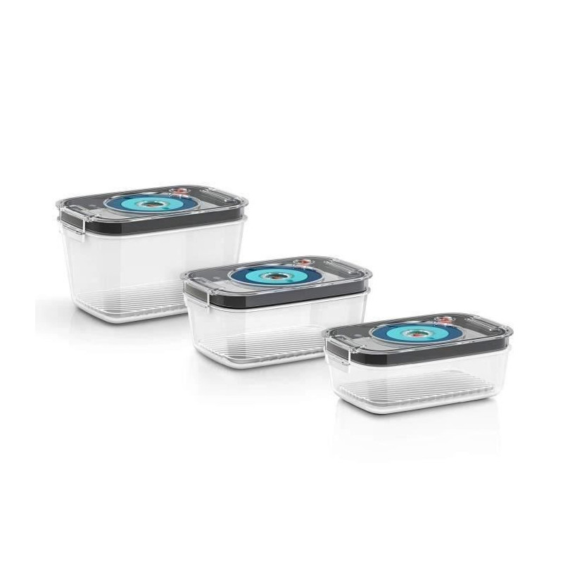 BOSCH - 3 airtight vacuum storage boxes: 0.7L, 1.0L and 1.5L - Drip tr