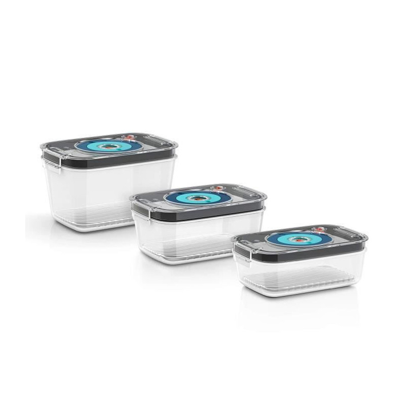BOSCH - 3 airtight vacuum storage boxes: 0.7L, 1.0L and 1.5L - Drip tr