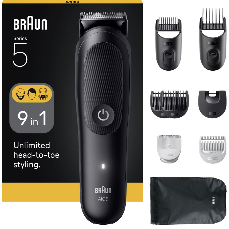 Hair and beard trimmer - BRAUN - AIO5540 - 120 min - 14 settings - Bla