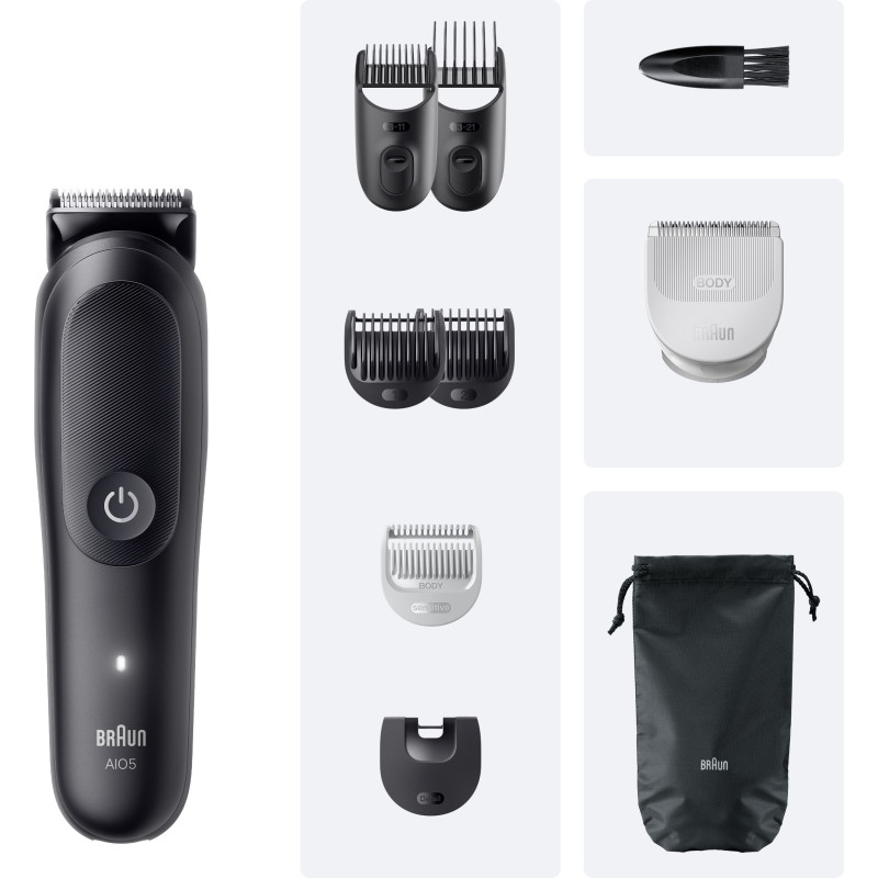 Hair and beard trimmer - BRAUN - AIO5540 - 120 min - 14 settings - Bla
