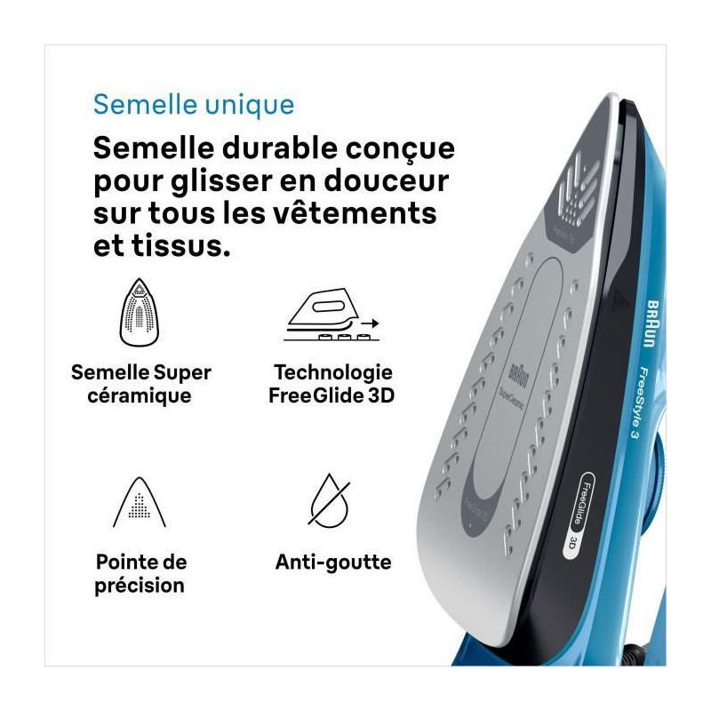 Braun FI3194 BK Freestyle 3 - Steam iron - Power 2400 W - Constant ste
