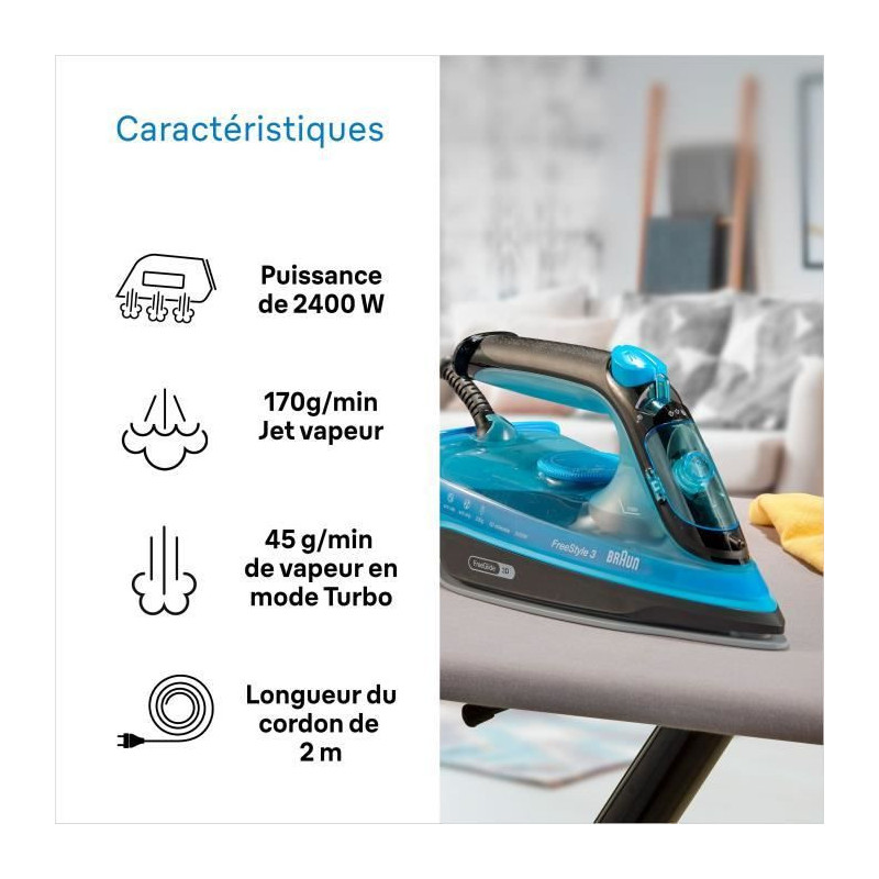 Braun FI3194 BK Freestyle 3 - Steam iron - Power 2400 W - Constant ste