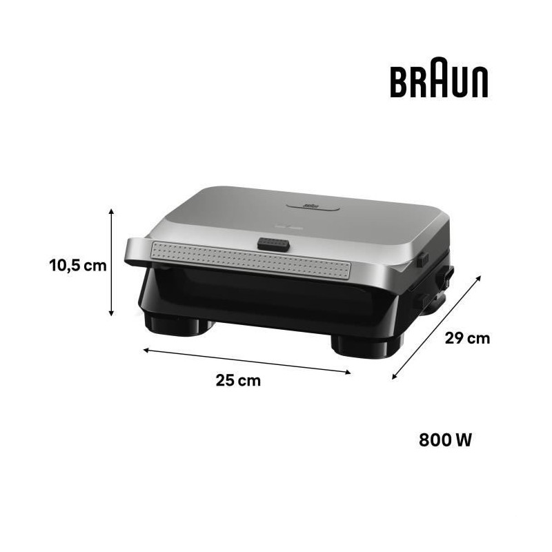 Grill - BRAUN - Sandwich Maker 5 SM5005 - 800 W - Stainless steel / Bl