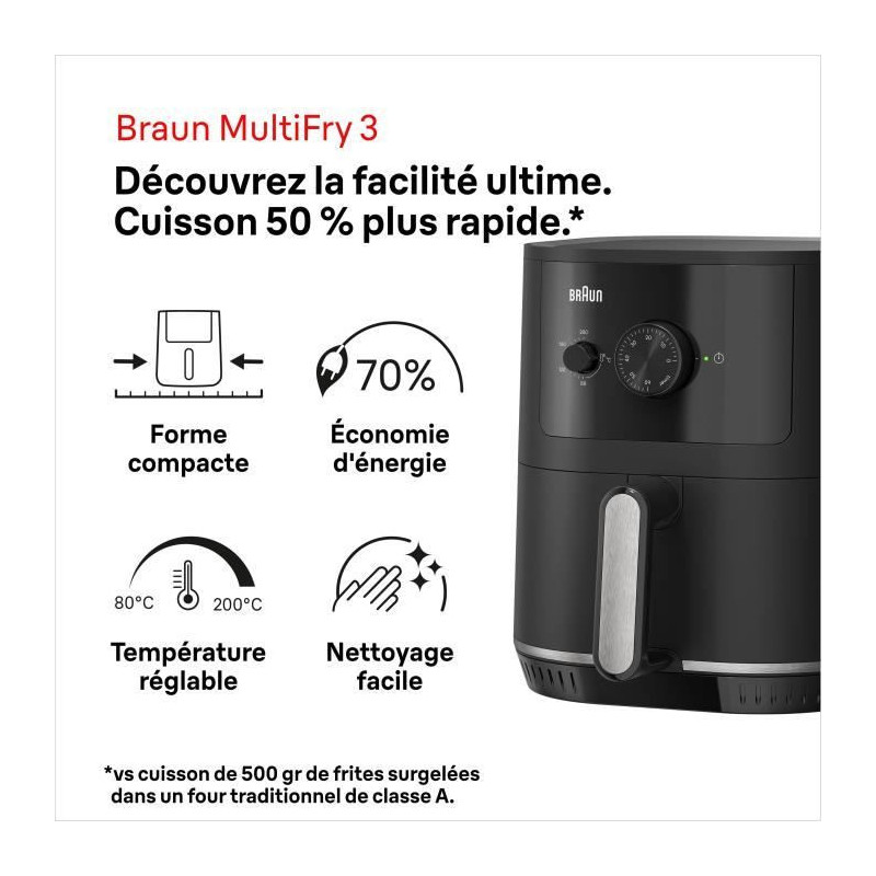 Air Fryer - BRAUN - MultiFry 3 - 1500 W - 4.3 L - Black