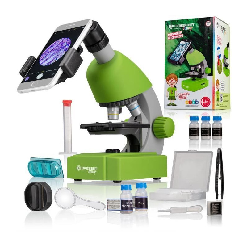 Microscope 40x-640x - BRESSER JUNIOR - LED lighting - experiment kit -