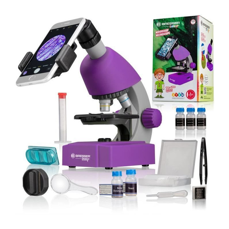 Microscope 40x-640x - BRESSER JUNIOR - LED lighting - experiment kit -