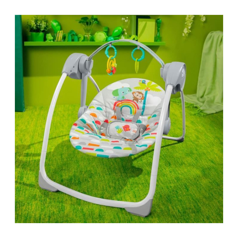 BRIGHT STARTS Playful Paradise portable baby swing, compact and automa