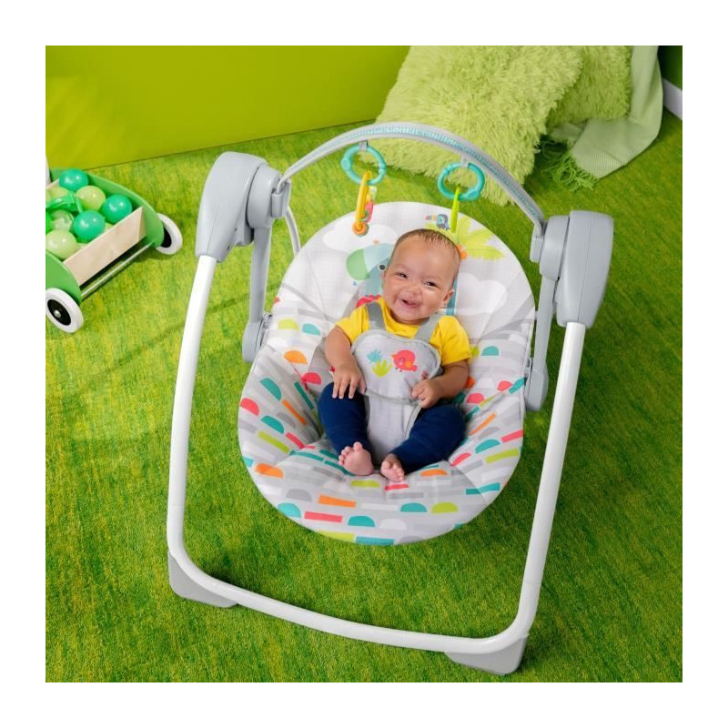 BRIGHT STARTS Playful Paradise portable baby swing, compact and automa