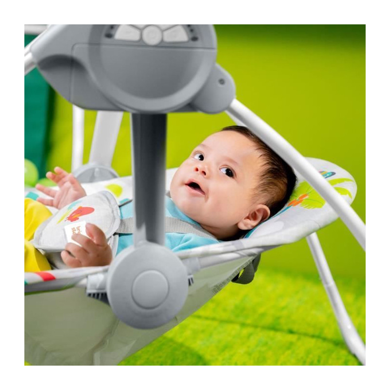 BRIGHT STARTS Playful Paradise portable baby swing, compact and automa